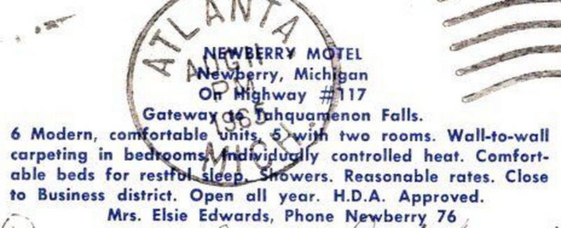 Newberry Motel - Vintage Postcard